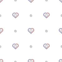 seamless valentine day pattern background with two tone glitter heart and polka dot stamp vector