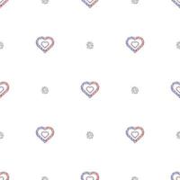 seamless valentine day pattern background with two tone glitter heart and polka dot stamp vector