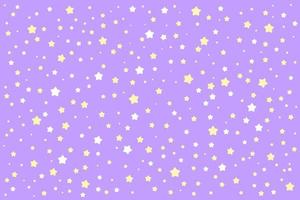 Lots of glittering yellow stars on a lovely pastel purple background for babies. vector