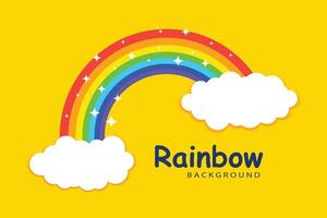 rainbow with clouds background template vector