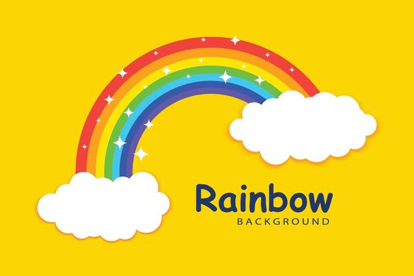 rainbow with clouds background template