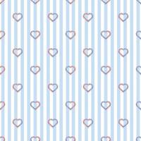 seamless valentine day pattern on blue stripe background with two tone glitter heart stamp vector