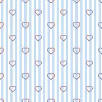 seamless valentine day pattern on blue stripe background with two tone glitter heart stamp vector