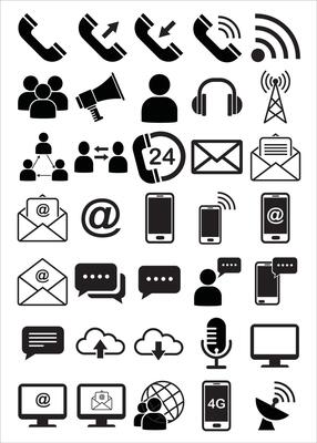 communication interface icon set