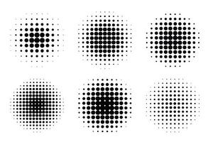 Pop art comic style gradient circle halftone set. Vector isolated on white background