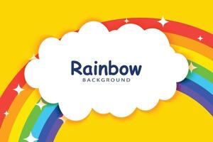 rainbow with clouds background template vector