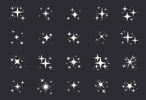 Sparkling stars. A shimmering star and glittering elements on black background. vector