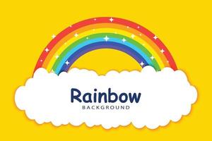 rainbow with clouds background template vector