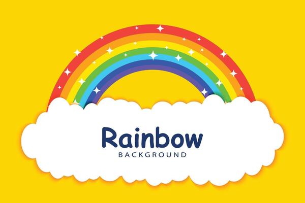 rainbow with clouds background template
