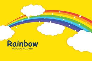 rainbow with clouds background template vector