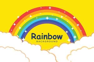 rainbow with clouds background template vector