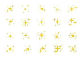 Sparkling stars. A shimmering yellow star and glittering element on white background. vector