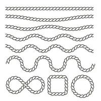 Swaying black nautical ropes vector