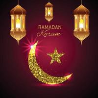 Ramadan kareem creative background with lanterns vector