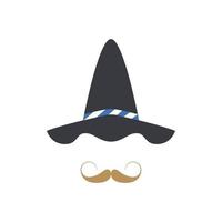 avatar de hombre con sombrero de fieltro gris oktoberfest tradicional con cordón azul y blanco. vector