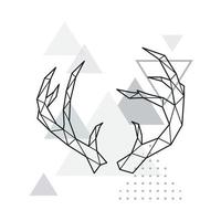 Polygonal Deer horns on minimalist triangle background. vector