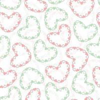 seamless valentine day pattern background with pink and green heart frame vector