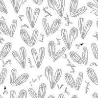 seamless valentine day pattern background with monochrome heart from line art vector