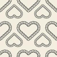 seamless valentine day pattern background with monochrome heart from classic rope vector