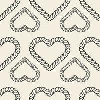 seamless valentine day pattern background with monochrome heart from classic rope vector