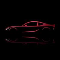 Red sports car. Silhouette on black background. vector