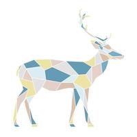 Polygonal geometric outline multicolor illustration of deer. Scandinavian style. vector