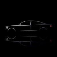 Design of a silver car on a black background. vector