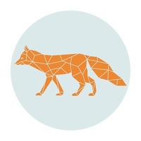 Polygonal silhouette of a orange fox. Side view. vector