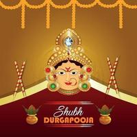 feliz durga pooja con diseño de fondo ashtami vector