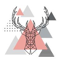 Geometric head of a deer on a Scandinavian background. vector