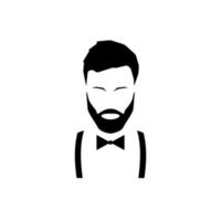 Avatar hipster with a beard in suspenders and a bow tie. vector