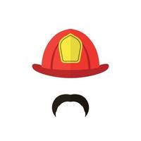 bombero con bigote con casco. icono de hombres aislado sobre fondo blanco. emblema del departamento de bomberos. vector