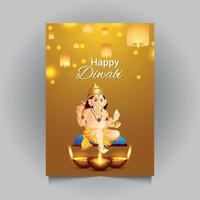 tarjeta de felicitación de celebración de shubh diwali vector