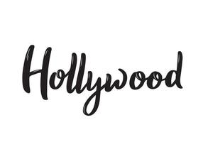 letras de hollywood inscripción manuscrita en blanco y negro. vector