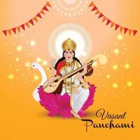 Creative illustration of goddess saraswati happy vasant panchami vector