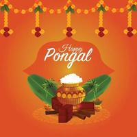 Happy pongal greeting card and banner vector