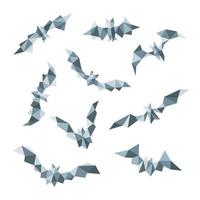 Collection of polygonal Bats. Geometric vector bat illustration isolated on white background.