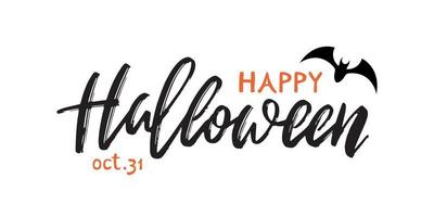 Handwritten inscription Happy Halloween. Vector greeting banner for Halloween celebration.