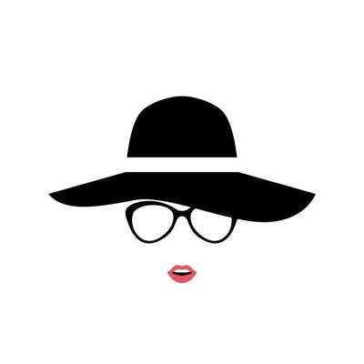 Portrait of Lady in stylish hat and glasses. Women icon isolated on white background.