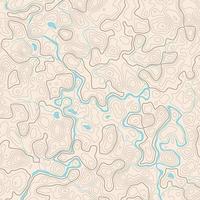 Vector abstract topography map with river and lakes.