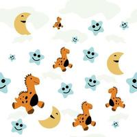 dinosaur with star and moon seamless pattern perfect for toddler's backrop birthday vector