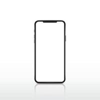 Modern realistic white smartphone. Cellphone frame with blank display. Vector mobile device concept.