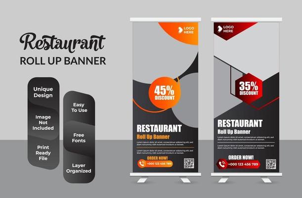 Roll up banner design print template set