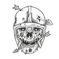 viking skull pierced of arrow.premium vector