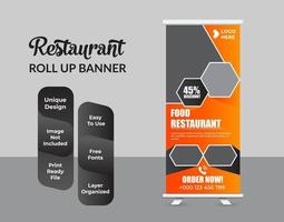 Food and Restaurant roll up banner design template vector