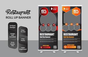 Conjunto de diseño de plantilla de banner enrollable de negocio de restaurante vector