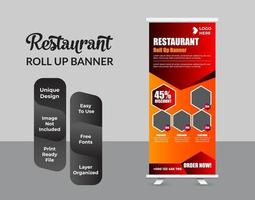 Fast food restaurant roll up banner template vector