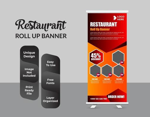 Fast food restaurant roll up banner template