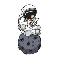 astronaut playing phone.premium vector