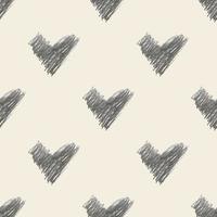 seamless valentine day pattern background with monochrome hand draw heart vector